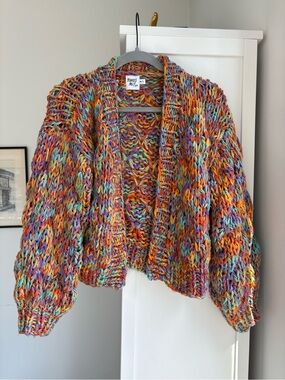 Princess Polly Chunky Hand knit Colorful Boho Cardigan Sweater Size M/L